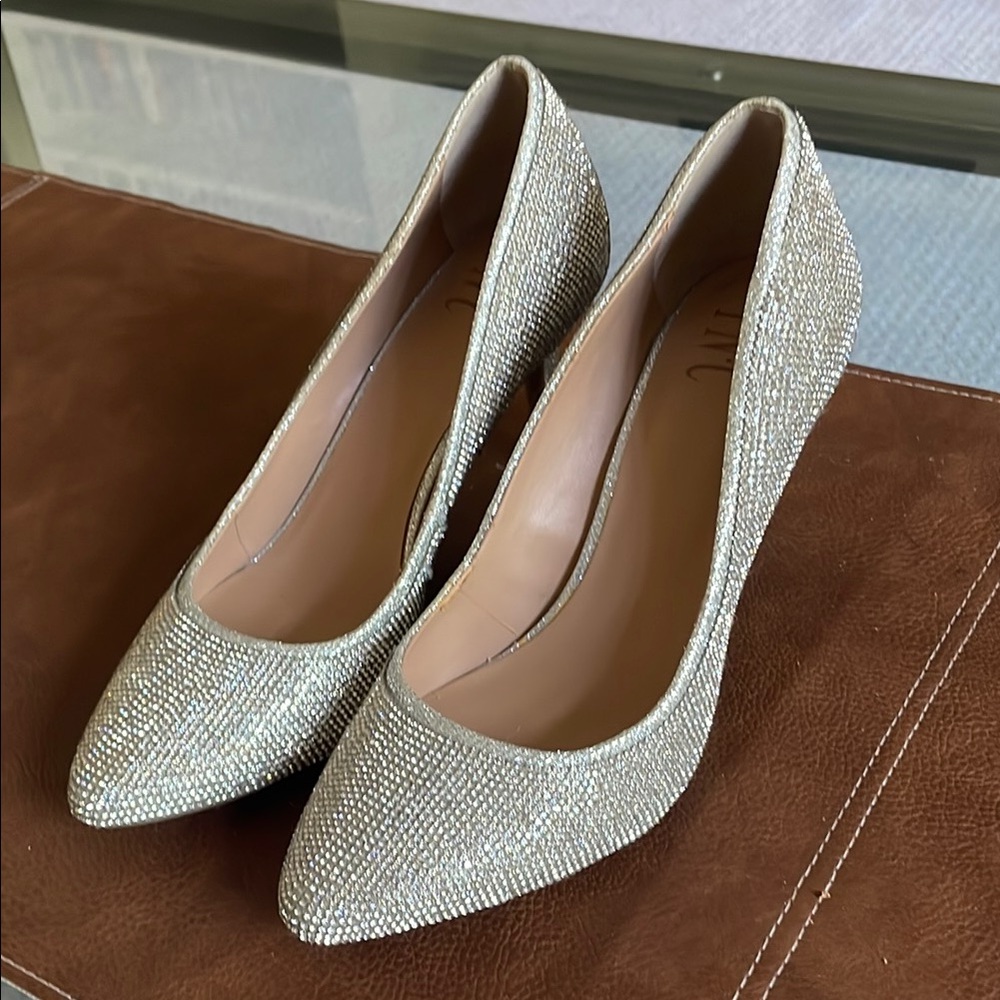 INC International Concepts Silver Sparkle Heels